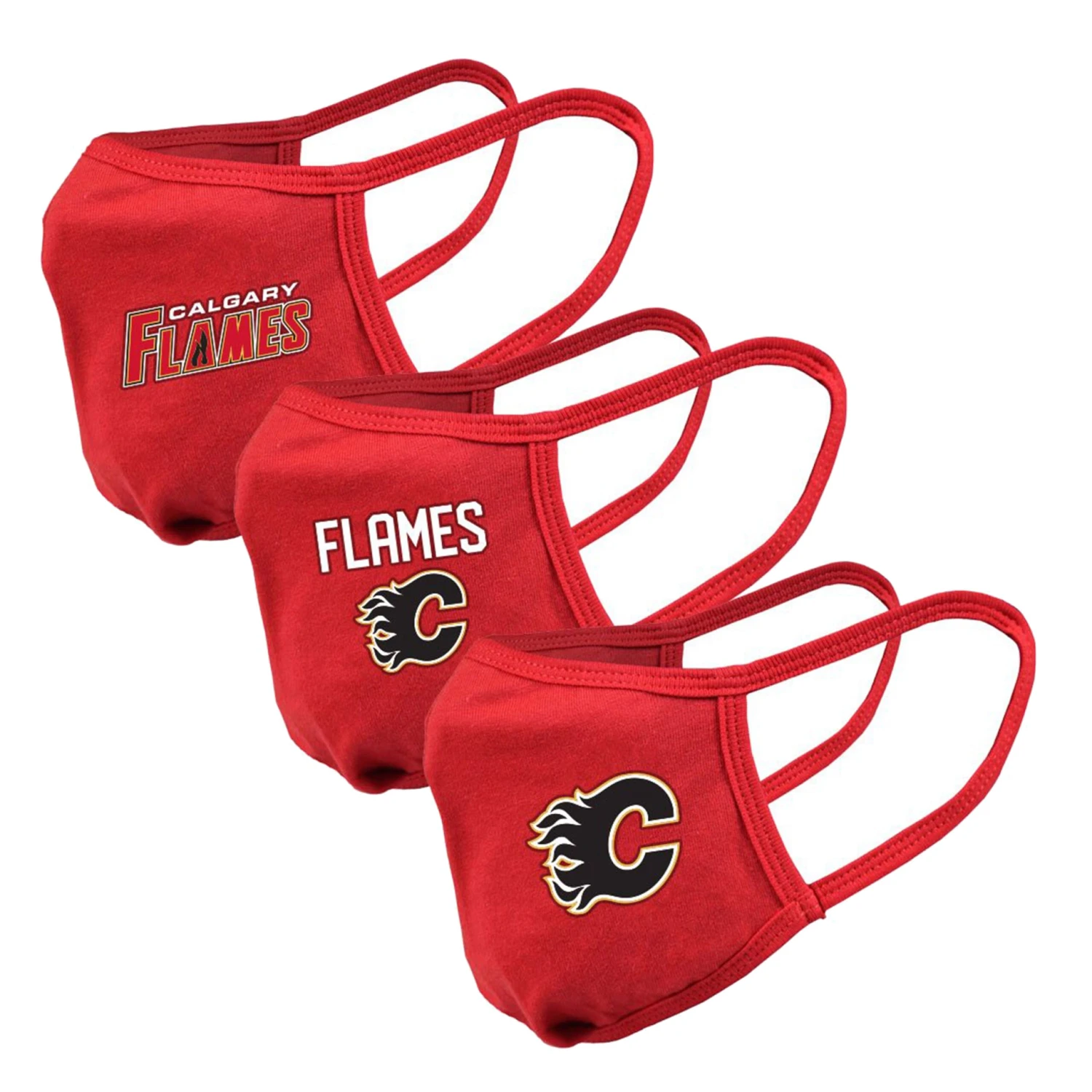 Men's Calgary Flames NHL 3-Pack Team Logo Face Masks 3 Men's Calgary Flames NHL 3-Pack Team Logo Face Masks