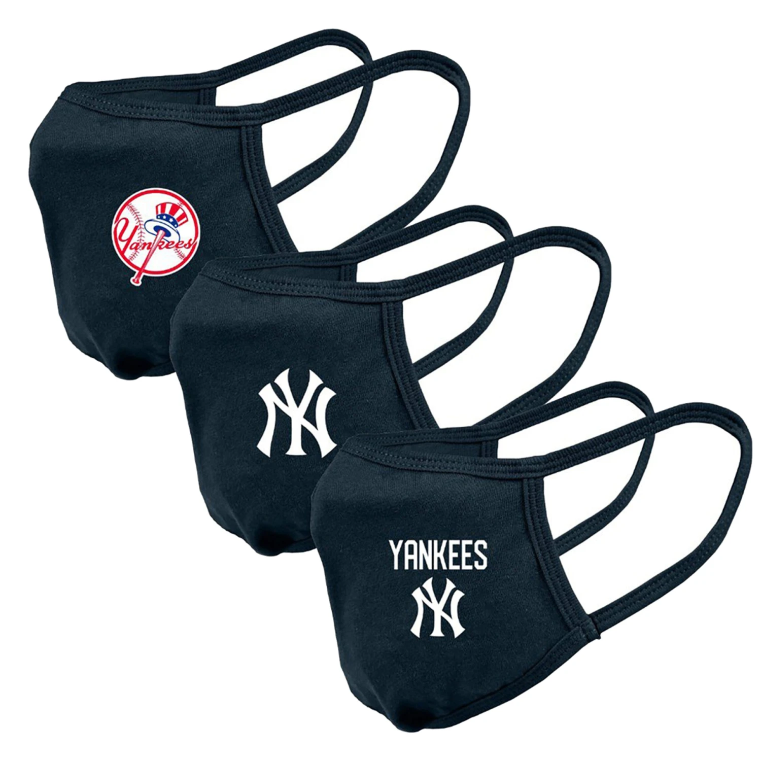 Unisex New York Yankees MLB Reusable Team Logo Face Masks (3-Pack) 3 Unisex New York Yankees MLB Reusable Team Logo Face Masks (3-Pack)