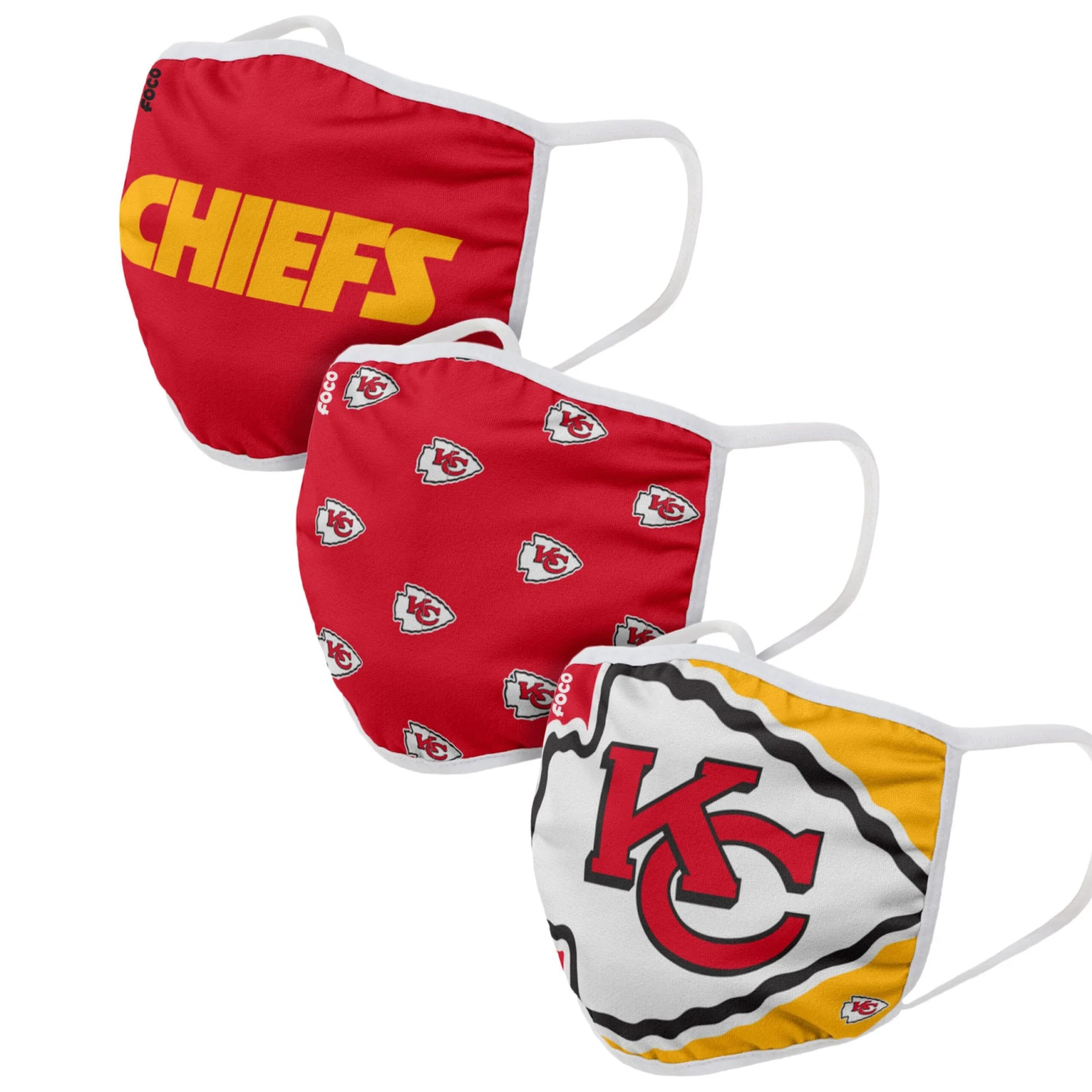 Unisex Kansas City Chiefs NFL Reusable Game Time Face Covers (3-Pack) 3 Unisex Kansas City Chiefs NFL Reusable Game Time Face Covers (3-Pack)