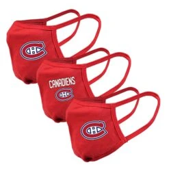 Men's Montreal Canadiens NHL 3-Pack Team Logo Face Masks