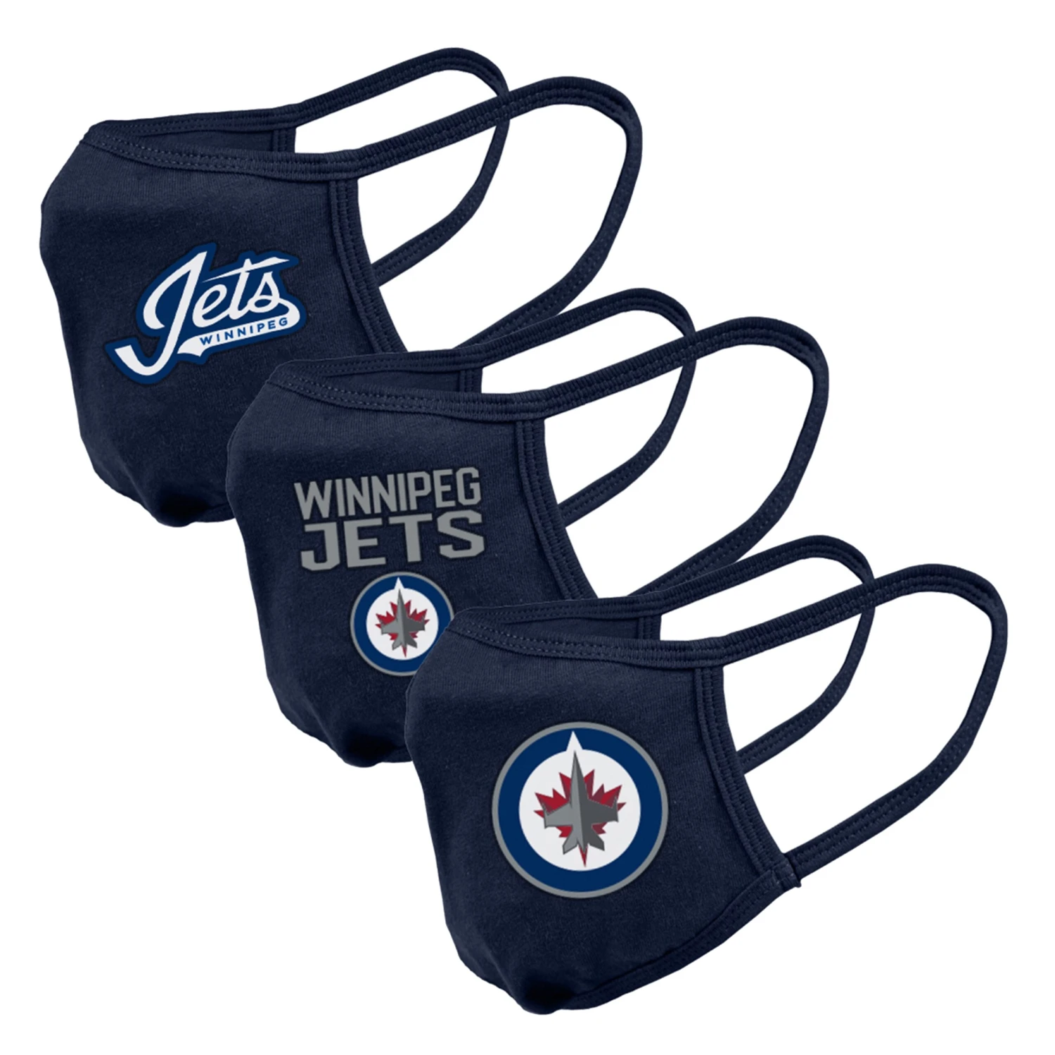 Men's Winnipeg Jets NHL 3-Pack Team Logo Face Masks 3 Men's Winnipeg Jets NHL 3-Pack Team Logo Face Masks