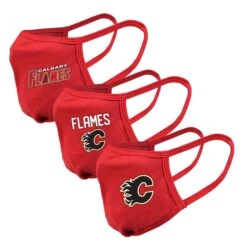 Youth Calgary Flames NHL Reusable Team Logo Face Masks (3-Pack)