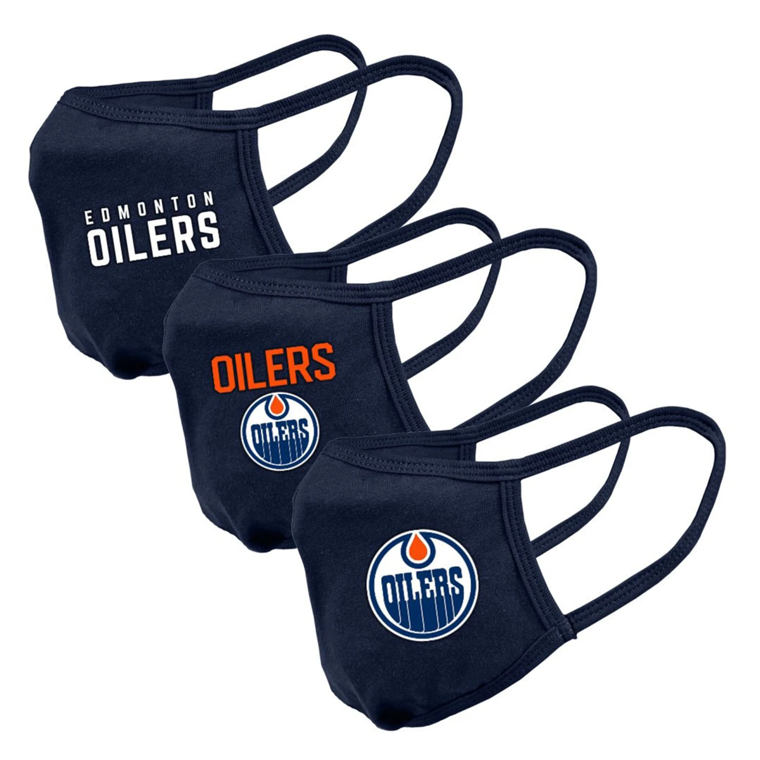 Youth Edmonton Oilers NHL Reusable Team Logo Face Masks (3-Pack) 3 Youth Edmonton Oilers NHL Reusable Team Logo Face Masks (3-Pack)