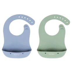 Bazzle Baby Silicone Foodie Bibs Peri And Sage (2-pack)