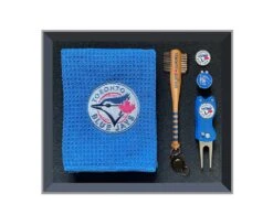 Golfing Buddies Toronto Blue Jays Gift Set- Waffle Towel, Bat Brush, Fix-It Tool, Hat Clip And Ball Marker